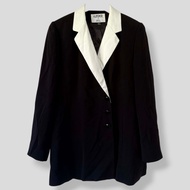 Vintage Kasper Black Single Breasted Oversized-esque White Collared Blazer| 80s 90s Y2K Office Siren
