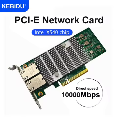 10G Inte X540-T2 Ethernet Card PCI-E To RJ45 Double Port Nework Extend 10Gbps/5Gbps/2.5Gbps/1Gbps Ad
