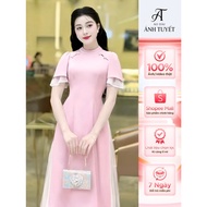 Innovative ao dai, fairy wing silk ao dai with antique pearls, size 40 - 76Kg ao dai vietnam ao dai 