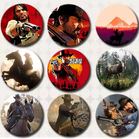 Red Dead Redemption 2 Game Brooch RDR2 Soft Button Pin Coquette Arthur Morgan Cosplay Badge Bag Hat 