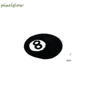 PIXELGLOW 8 Ball Carpet, Round Anti-slip 8 Ball Rug, Creative Black Plush Soft 8 Ball Mat Hoom Decor