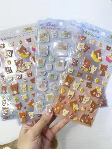 Bandai Rilakkuma Korilakkuma Kawaii Swan Series Threedimensional Sticker Earphone Case Scrapbook Dec