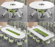 梯形拼接折疊培訓枱 (可移動)-補習社枱/培訓桌/椅組合梯形/會議桌/移動辦公桌/六邊形會議桌/OFFICE枱/學校枱(T5584)