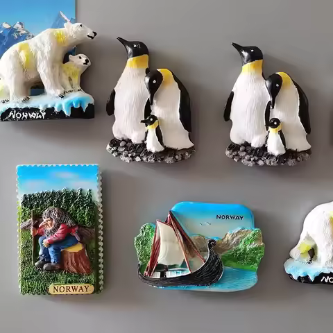 Cute Animal Fridge Magnets JAKARTA Indonesia Antarctic Penguin 3D Resin Refrigerator Magnet Souvenir