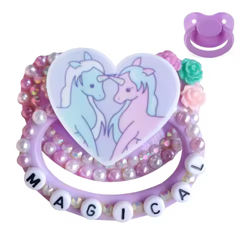 100% Handmake Cute Purple Unicorn Pattern Adult Baby Pacifier Silicone Adult size Pacifier abdl Dadd