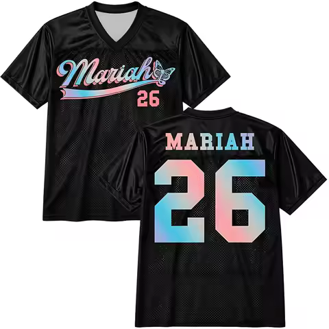 Mariah Carey Pride Football Jersey V-neck Short Sleeve Summer Fashion Tshirts Unisex Streetwear Casu