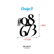 SG Customised HDB Unit Number | Door Number | Pesonalised House Gate Unit Signage | Self-Adhesive