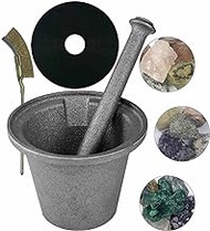 Rock Crusher Cast Iron Mortar and Pestle Rock-Ore Crusher Spice Grinder Thai Mortar and Pestle (Large Diameter 6.5'')