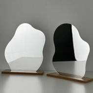 INS Irregular Mirror Dressing Table Makeup Cosmetic Wooden Mirror