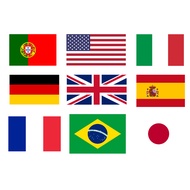 Set of 50 stickers of German flag, French flag, Portugal flag, American flag, face flag, laptop Stic