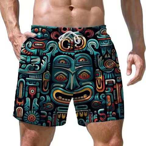 New Fashion Hawaiian Tiki 3D Print Beach Shorts Casual Aloha Polynesia God Short Pants For Men Cloth