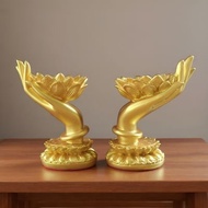 Buddha Hand Lotus Butter Candle Holders Creative Candlestick Lotus Lamp Stand Decor A Pair Buddha Ha