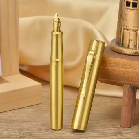 Hongdian M2 Brass Fountain Pen EF/F/M/Long Knife Nib Short Pocket Portable Writing Pen with Converte