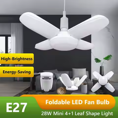 4+1 Leaf Shape E27 LED Fan Bulb 220V LED Light 40 LED Bulb Foldable LED Light 6000K White Light 28W 