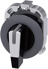Siemens 3SU10622EM600AA0 Selector Switch, I-O-II, Black, Plastic & Metal, IP66, IP67, IP69K Protecti
