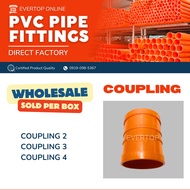 Wholesale Coupling PVC Orange Pipe Fittings 2" 3" 4" for Sanitary Pipe