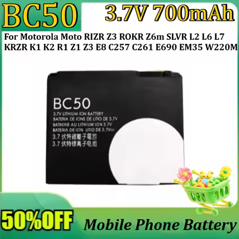 New 3.7V 700mAh BC50 Battery For Motorola Moto RIZR Z3 ROKR Z6m SLVR L2 L6 L7 KRZR K1 K2 R1 Z1 Z3 E8