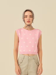 AILUMI - Polka Dot Top เสื้อครอปลายจุด แขนกุด แมทช์ง่าย ใส่ได้หลายสไตล์