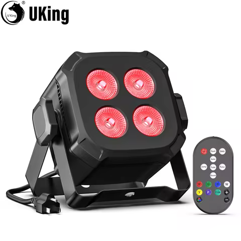 U'King 1/2Pcs 4X8W LED Square Par Light RGBWYP+CYAN Stage Lights Remote&DMX Controlled DJ Light For 