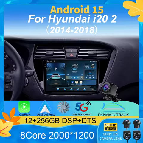 Android 15 Carplay Auto 2K Screen Multimedia Video Car Radio Player For Hyundai i20 2 II GB 2014 - 2