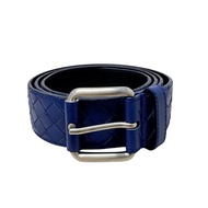 Bottega Veneta 銀頭 藍編織 皮帶 腰帶