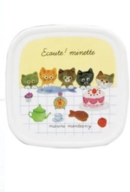 可入微波爐Ecoute! minette 貓🐱 日本製🇯🇵一套三件食物盒