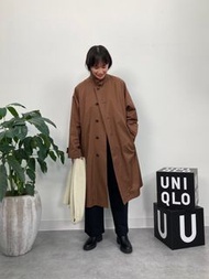 Uniqlo U系列長版大衣 風衣外套 M 深咖啡