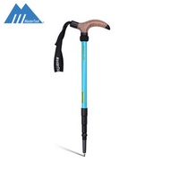 MasterTool - 戶外登山杖多功能爬山徒步手杖，航空7075超輕鋁合金行山杖（帶避震），戶外登山杖，超輕超短T柄，收縮後49cm長 - 藍色