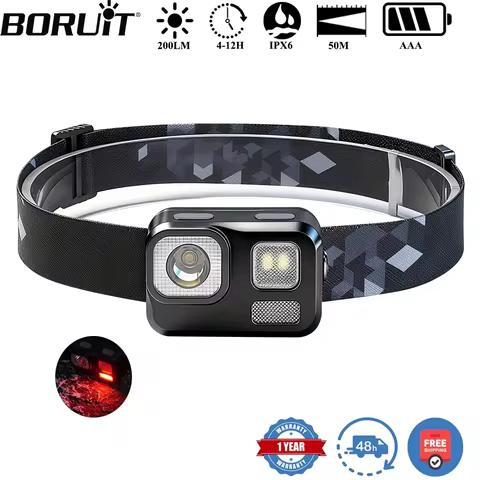 BORUiT B29 XP-G2 LED 200LM Headlamp Powered by AAA Battery Headlight Waterproof Outdoor Camping Fish