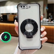 Suitable for iPhone 6 6S 7 8 PLUS phone case four corner anti drop CD phone holder transparent soft 