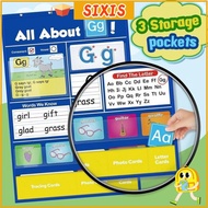 SIXIS Alphabet Learning Pocket Chart, Pocket Design Homeschool Letter Handwriting Practice Tool, Pre