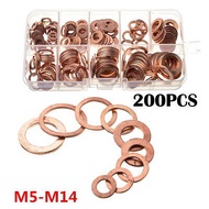 MKR 200pcs/280pcs Copper Washer Gasket Hardware Accessories Flat Ring Seal Kit with Box