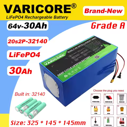 VariCore 60V/64v 30ah 20S2P LiFePo4 Battery Pack 32140 Built in BMS 0-3200W Motor High Power Lithium