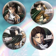Hot-Selling Attack on Titan Anime Captain Levi Eren Mikasa Merchandise Tinplate Laser Brooch Badge B