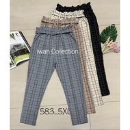 (Extra Jumbo 583 5XL) ZARA Imported Check Pants with belt Extra Jumbo 583 5XL