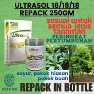 (+-250GM) REPACK Baja air/foliar 18/18/18 Ultrasol Pertumbuhan Pokok Sesama Kristalon Repack