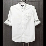 (日本製MIJ)絕版BURBERRY博柏利 LONDON BLUE LABEL 藍標 戰馬 男白色經典格紋捲袖襯衫L