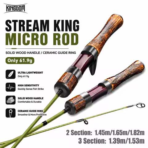 Kingdom Spinning Fishing Rod 61.9g Ultralight Carbon Rods 2 Sections MF Action UL L Power 3 Sections