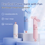 Portable Handheld Powerbank with Mini Fan Child Protection Type-C Rechargeable Safety Mini Powerbank Fan