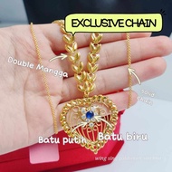 Wing Sing 916 Gold Exclusive Short Love Peacock Chain / Rantai Leher Emas 916