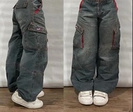 Street Vintage Jeans New Y2K Harajuku Wash Blue Multiple pockets Baggy Jeans Denim Pants Mens Womens