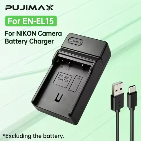 PUJIMAX EN-EL15 Battery Charger for EL15A For Nikon Z6 Z7 D750 D850 D7000 D7100 D7200 D7500 D500 D60