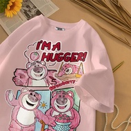 Hub Tshirt Oversize Short Sleeve T-Shirt Lotso Image I'M A HUGGER Korean Style Cotton Material Tshir