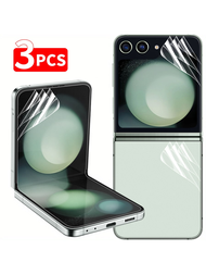 3 Piezas Protector De Pantalla Frontal Y Trasero Para Samsung Galaxy Z Flip 5 4 3 5g / Oppo Find N3 N2 Flip Anti Scratch, Fácil De Instalar, Película Suave De Hidrogel Con Cobertura Total (sin Vidrio Templado)