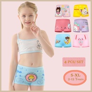 4PCS High Quality Girls Underwear Soft Cotton Breathable Panties Cute Cartoon Kids Briefs Suitable f