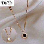 Original 18k Saudi gold pawnable necklace women's opal double-sided black and white round pendant jewelry for girlfriends' birthday gifts