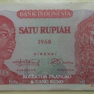 Uang kertas kuno 1 Rupiah 1968