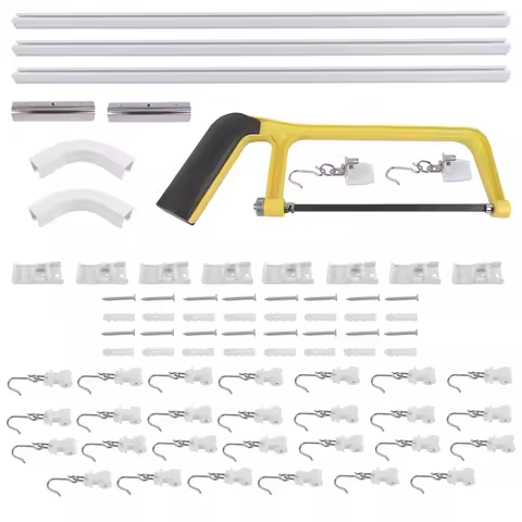 AP02 Room divider Ceiling Track set for Curtains w/ hooks, Corner Connectors & top brackets Curtain 