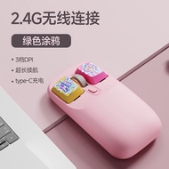 Butang Graffiti Baharu 2.4G Pengecasan Wayarles Peach Corak Personaliti Tetikus Satu Klik Dropshippi