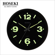 HOSEKI 12" H-9405 Round Luminous Wall Clock Designer Decor Silent Sweep Non-Ticking Large Number Battery Operated